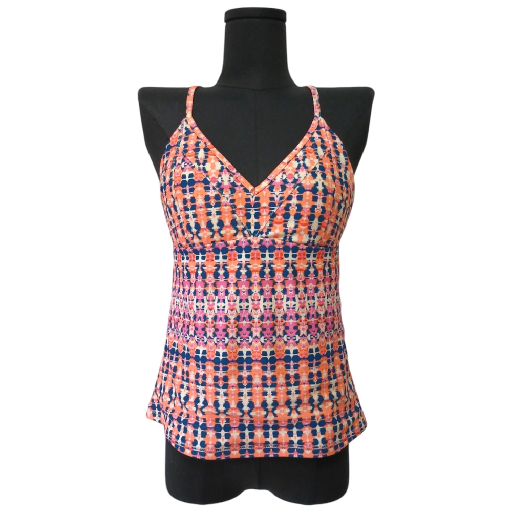 Jessica Simpson Multicolored Laguna Beach Cross-Back Tie Tankini Top